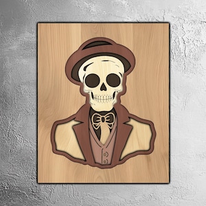 Layered Mafious Skeleton - SVG, DXF, Lightburn File - Laser Cut, CNC - Skull - Halloween Wall Art - Multilayer Wall Decor - Glowforge, Xtool