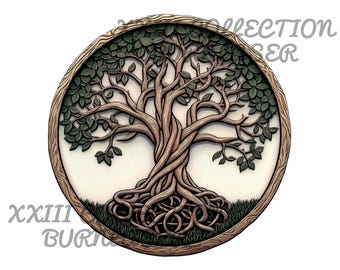 Incisione laser 3D dell'albero della vita: decorazione in legno, file Lightburn (PNG, SVG)