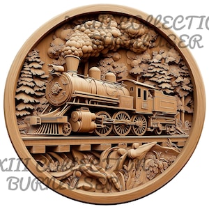 Laser Engraving PNG File: 3D Illusion, Train Sign, Wood Decor, Lightburn Engraving File, Laser 3d Engrave, Laser Ready, Glowforge, Xtool