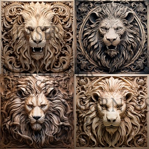 Laser Engraving PNG | 3D Illusion | Engraved | Laser Ready | Digital Design File | Lion | Wildlife | Bundle of 4 | Lightburn