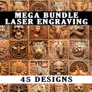 Bundle x45 Laser Engraving PNG | 3D Illusion | Engraved | Laser Ready | Digital Design File | Laser Engraving | Lightburn | Artful Laser 3D