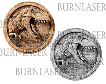 Dinosaurio T-Rex grabado láser PNG/archivo Lightburn (descarga digital)