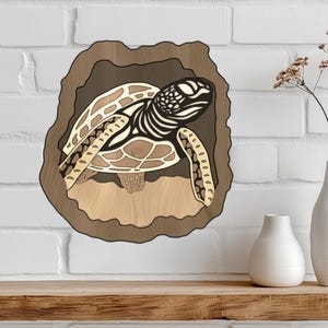 Layered Sea Turtle 3D - SVG, DXF, Lightburn File - Laser Cut, CNC - Wood Wall Art - Glowforge, Xtool - Laser 3D Design - Cnc Project - Craft