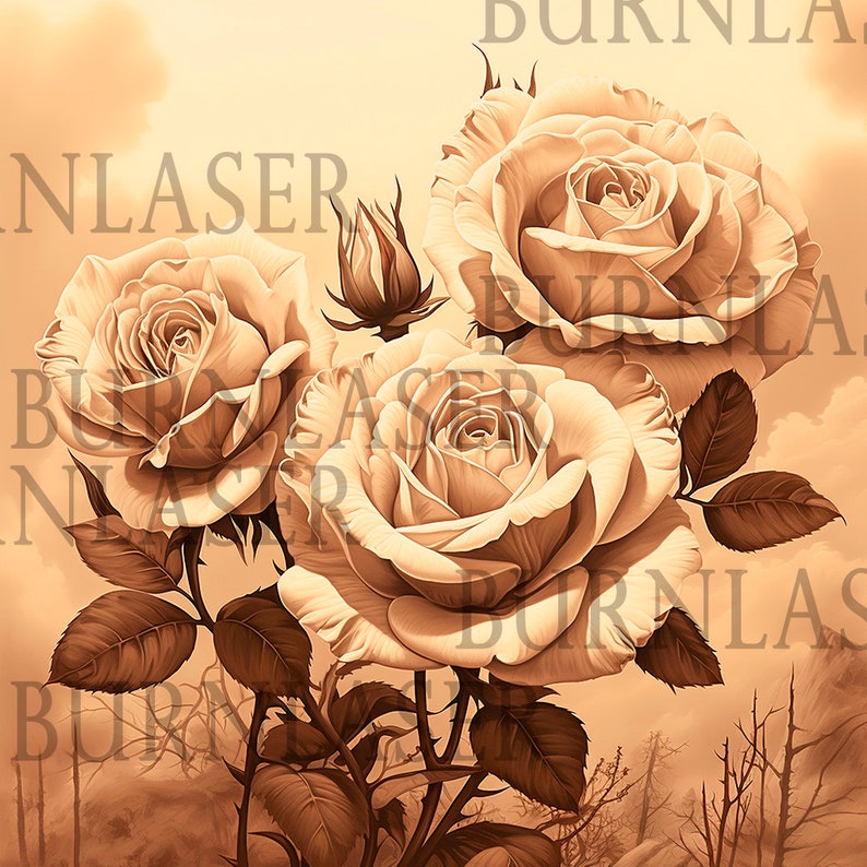 Puede incluir: Un ramo de tres rosas de color crema con una est&eacute;tica suave y vintage. Las rosas est&aacute;n dispuestas en un racimo con sus tallos entrelazados, creando una imagen rom&aacute;ntica y delicada.