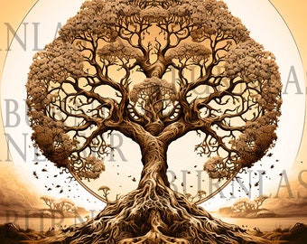 Archivo PNG de árbol 3D grabado con láser – Proyecto Wall Art Lightburn (Descarga digital)