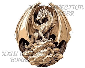 3D Dragon Illusion Laser Engraving Design: Lightburn File (PNG, SVG)
