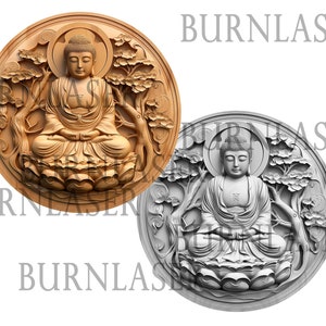 Buddha - Laser Engraving File PNG | Lightburn Engraving File | 3d Illusion | Downloadable Laser Design | Artful Laser Wall Art | Wood Art
