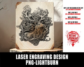 Deer Laser Engraving File – 3D Illusion Wall Art (PNG & LightBurn)