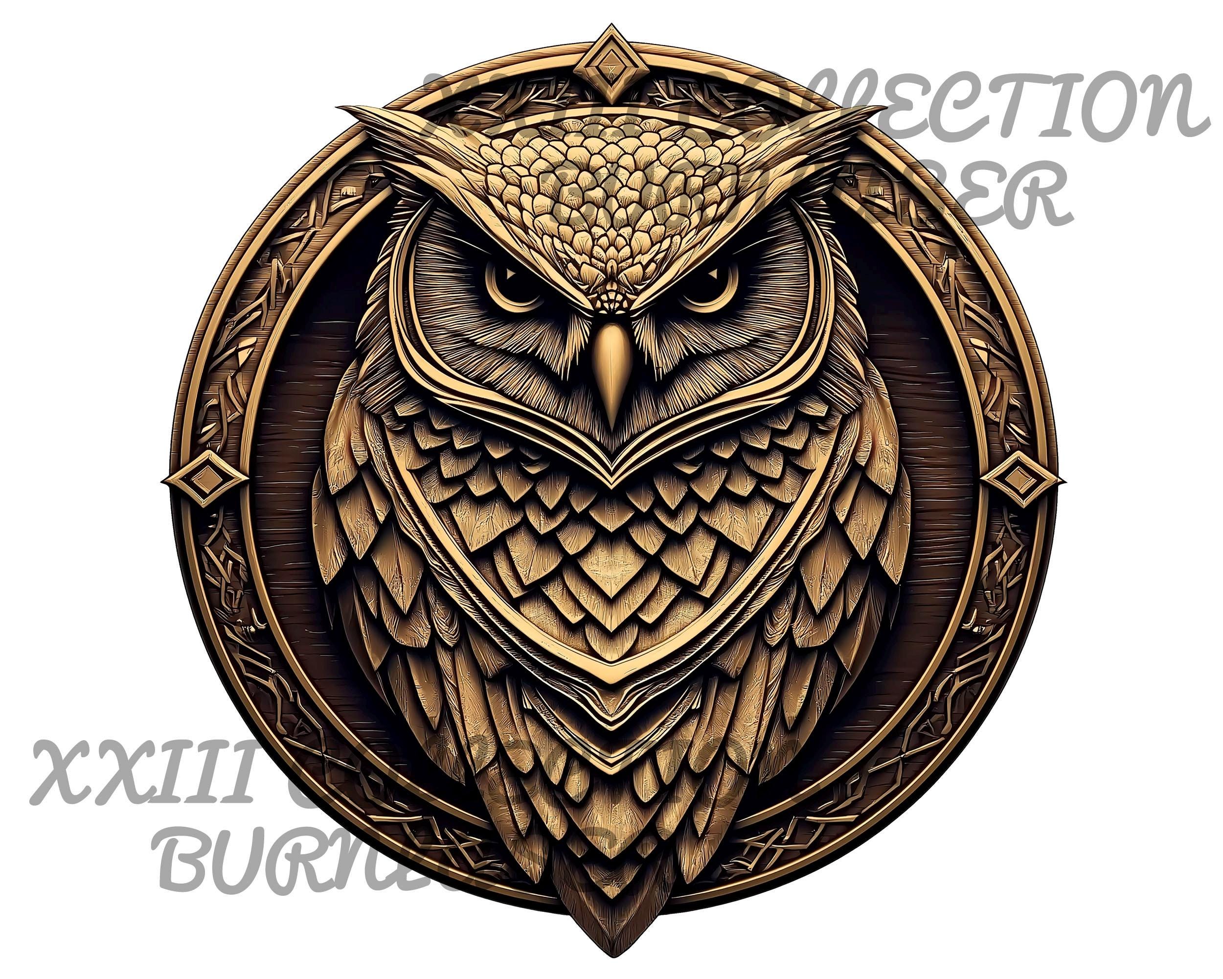 3D Owl Laser Engraving File: Wildlife Wall Art (PNG, Lightburn)