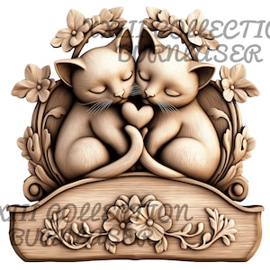 Laser Engraving PNG File: 3D Illusion, Couple of Cats, Wood Decor, Lightburn Engraving File, Laser 3d Engrave, Laser Ready, Glowforge, Xtool