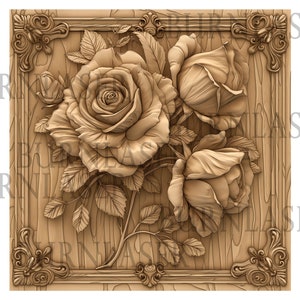 3D Laser Engraving File Illusion - Roses | PNG and LightBurn File | Ready-to-Use 3D Laser Wall Art Design | Artful Laser Downloadable 3D