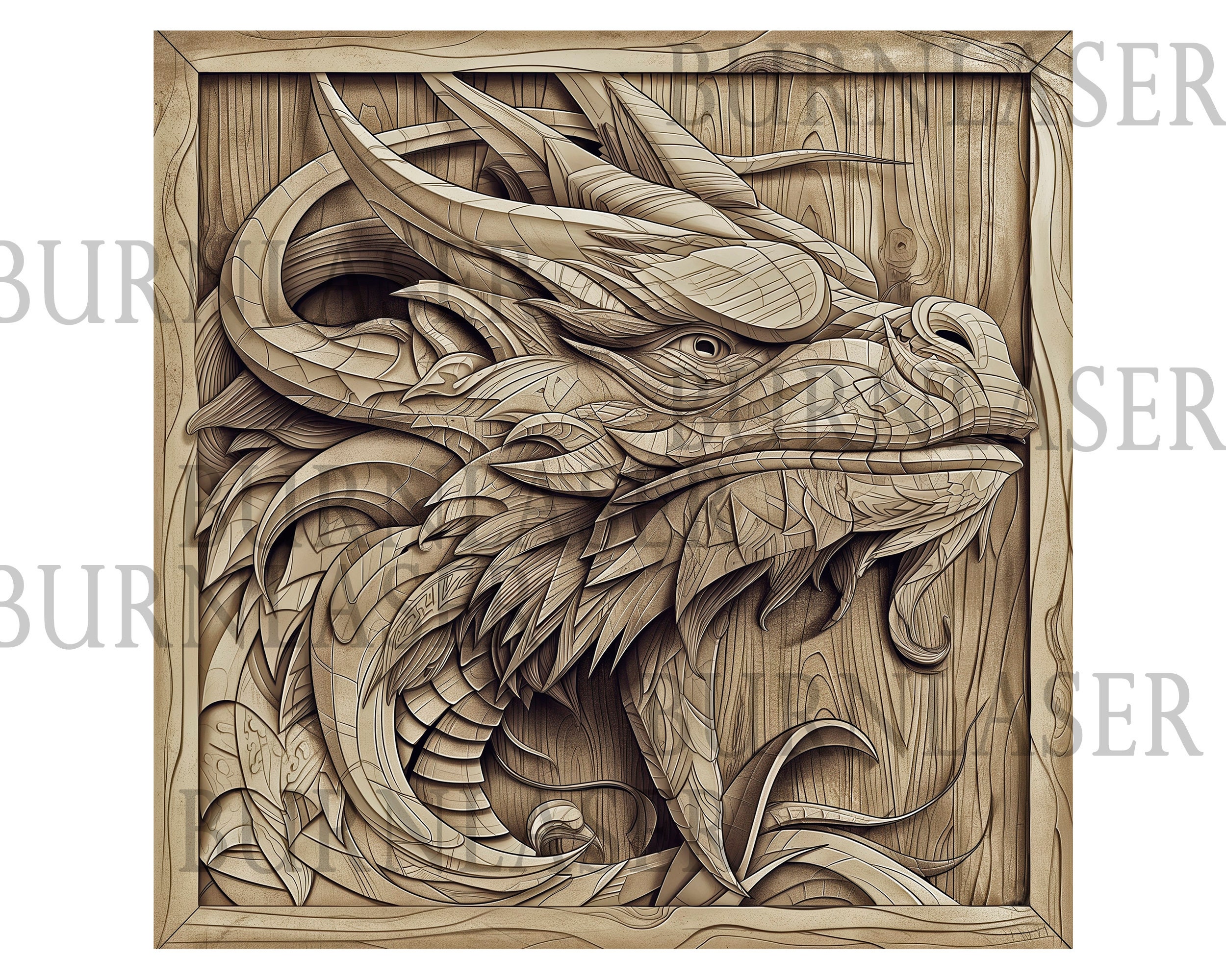 Dragon Laser Engraved Wall Art – PNG Lightburn File (digital Download ...
