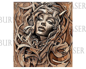 Woman 3D Illusion Laser Engraving File – PNG & LightBurn (Digital Download)