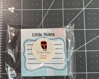 Tiny Little Notes To-Do Square Notepad, Tiny Blue Notepad, Not Sticky Pages, 50 Pages, Handmade 3"x3" size