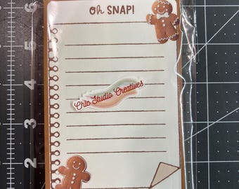Gingerbread Notepad, Oh Snap To Do List, Not Sticky Pages, 25 Pages Notepad, Handmade, Christmas Gift, Funny Gingerbread, 4.25"x6" size