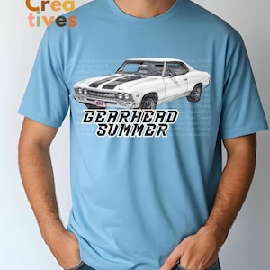Gearhead Muscle Car, 2 Images, Gearhead Summer Design, 300dpi, Car Enthusiast Gift, Automotive Art, T-shirt Design, Printable PNG, USA, Dad