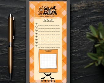 Corgi Halloween To-Do List Notepad: Bright Orange Retro Design