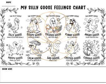 My Silly Goose Feelings Chart Color and Draw for Students To Express Themselves 11"x8.5"