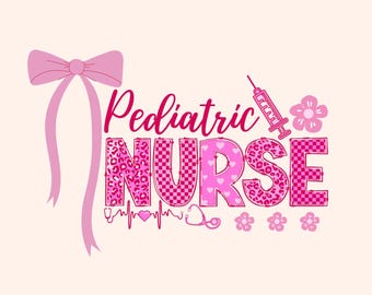Pediatric Nurse Valentines Day PNG: Pink Coquette Bow (Digital Download)