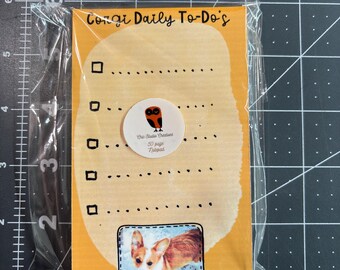 Corgi Daily To-Do's Notepad, Corgi in the Snow, Not Sticky Pages, 50 Pages, Handmade, Notes For Corgi Lovers, 4"x6" size