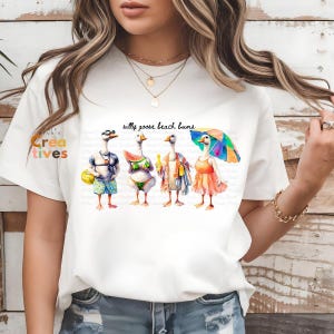 Silly Goose Beach Bums PNG, Funny Dressed Goose PNG, Cute Animal Illustration, Goose lover gift, Funny Beach Geese, Summer Vacation, clipart