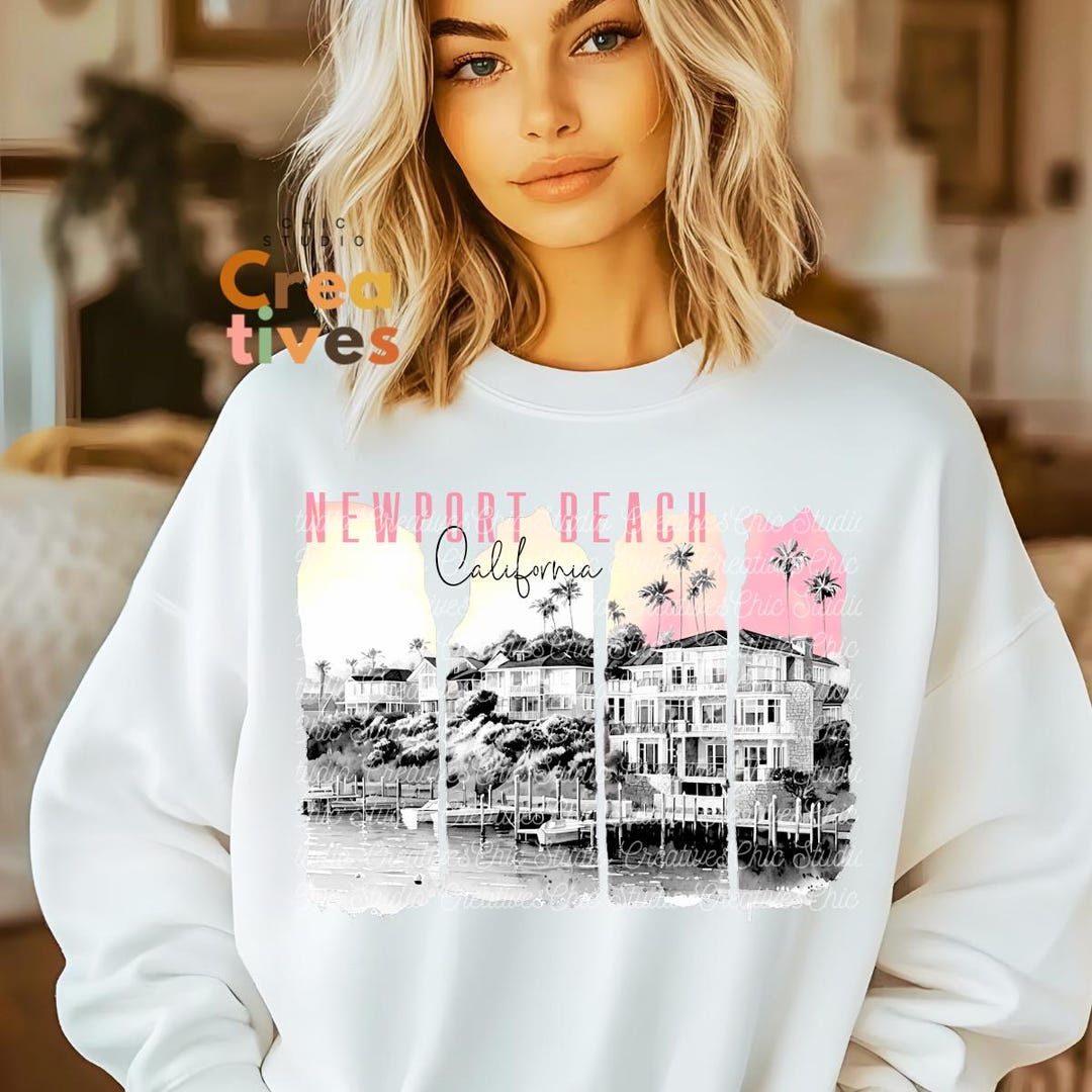 Newport Beach California Watercolor Clipart | Brushstroke Beach Houses ...