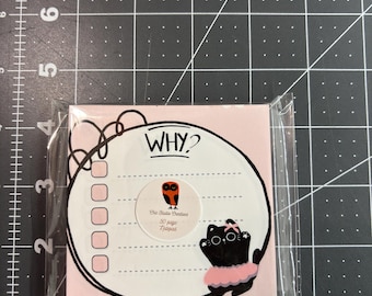Little Dancing Black Kitty in a TuTu To-Do Square Notepad, Kitten Notepad, Not Sticky Pages, 50 Pages, Handmade 4.25"x4.25" size