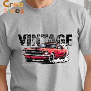 Vintage Red Muscle Car Digital Download File - Classic Car Art, T-Shirt Design, Wall Decor, Automotive Clipart, Printing, High Resolution