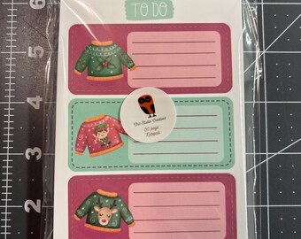 Christmas Sweaters Notepad, Not Sticky Pages, 50 Pages Notepad, Handmade, Notes For Christmas To-Do's, 4.50"x6" size