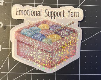 Emotional Support Yarn Holographic Sticker: Water Resistant (4" x 4")