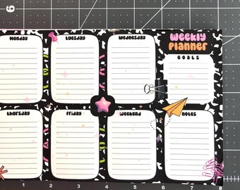 Weekly Notepad Weekly Planner, To Do List Notepad Not Sticky Pages, 52 Pages Notepad, Handmade, Composition-Style in Black and White colors