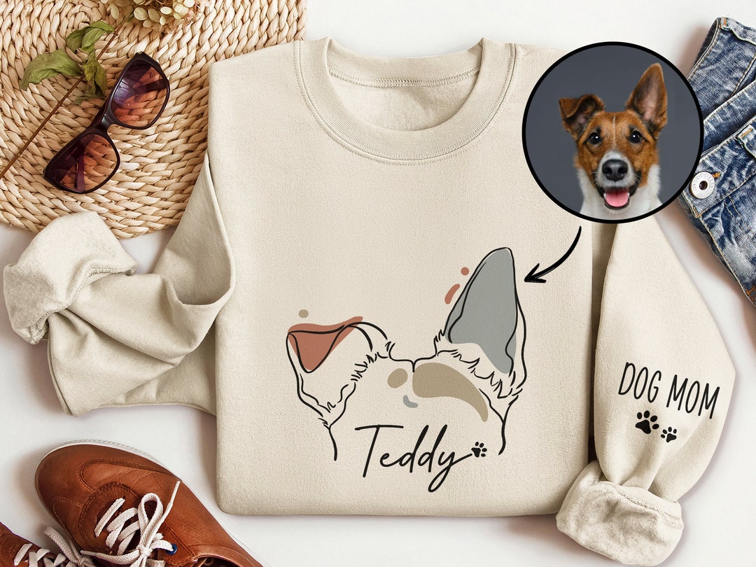 Custom Photo Dog Ears Sweatshirt, New Dog Owner Sweatshirt, Dog Lover
