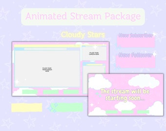 Animerat mysigt Twitch-överlägg | Sött överläggsströmpaket, Lofi Twitch | Rosa Twitch-överlägg | Twitch-varningar, Youtube, Streamer