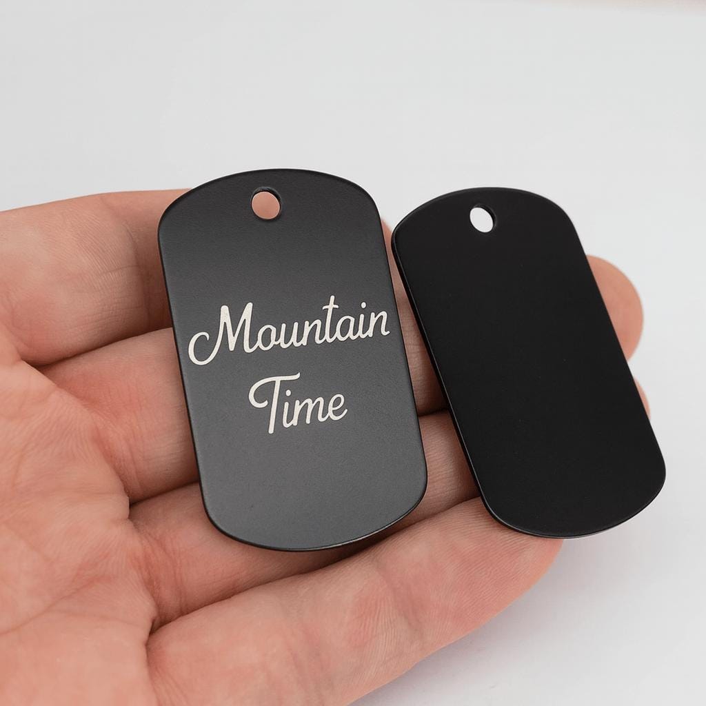Black Engraved Dog Tag with Optional Chain