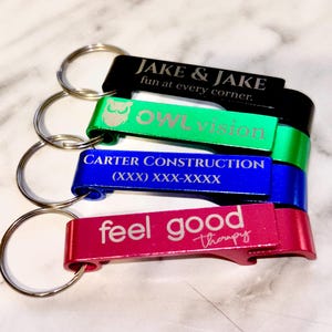 Custom Engraved Bottle Opener Keychains – Personalized Aluminum Favors, Promotional Giveaway, Business Logo