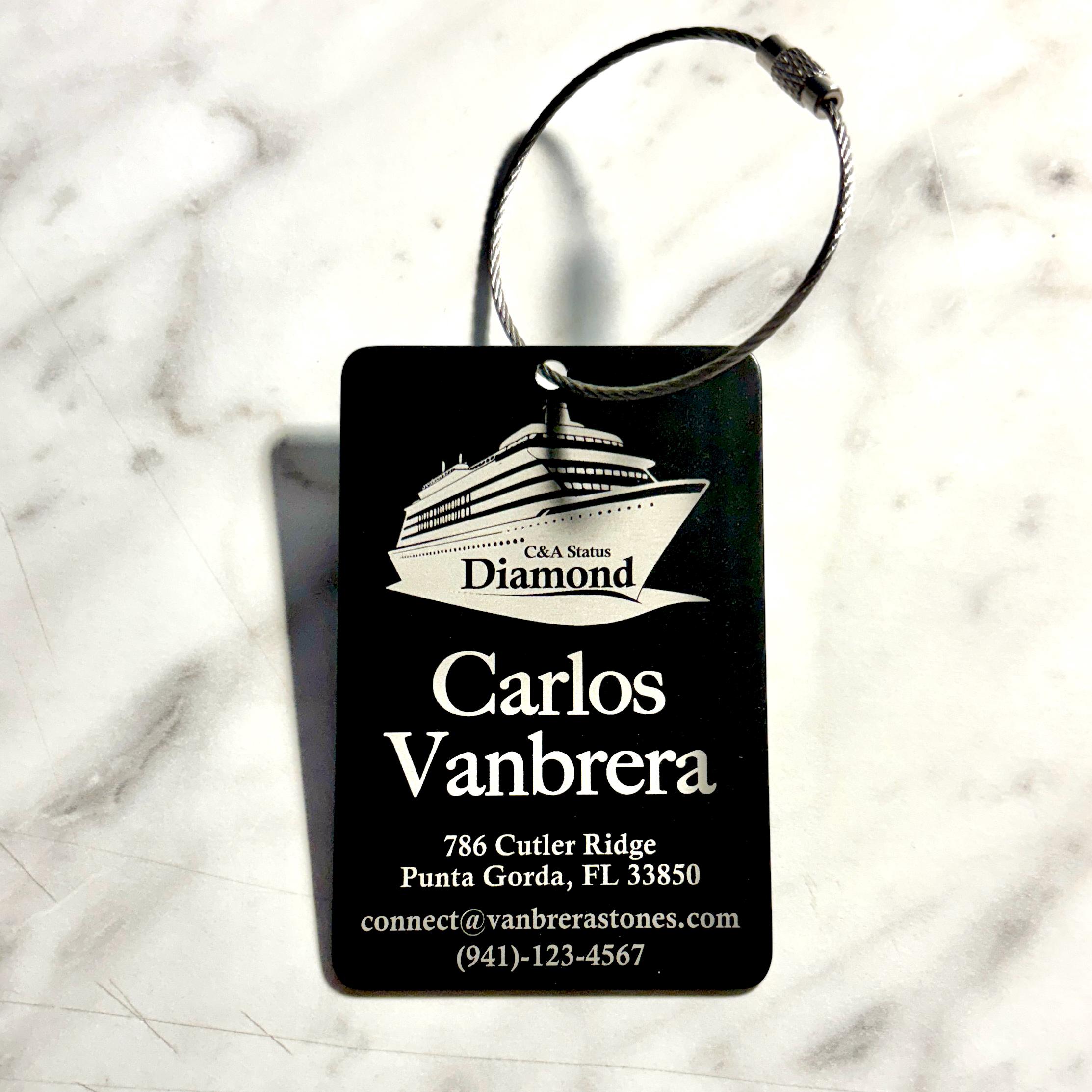 Engraved Metal Luggage Tag (2x3", Black)
