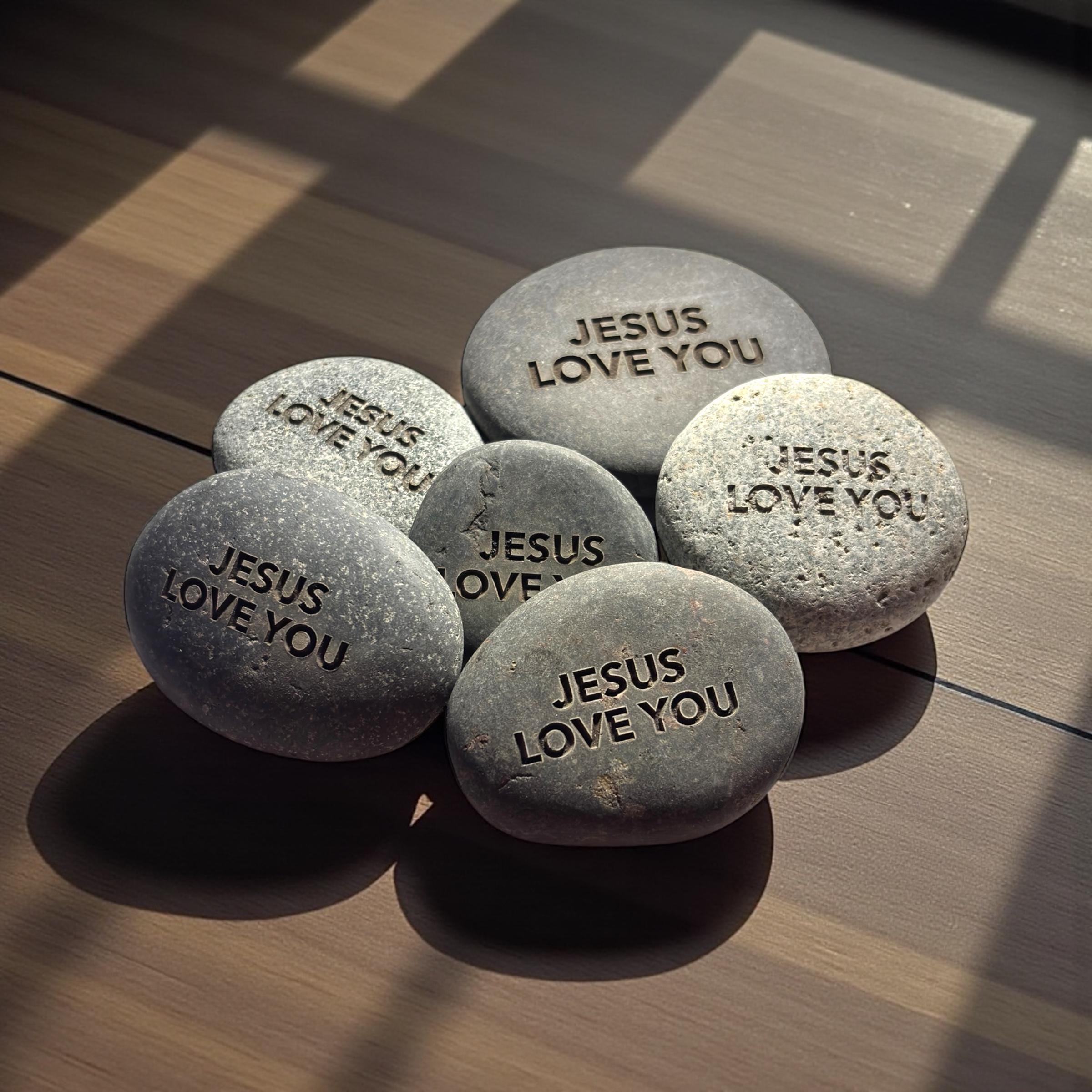 Jesus Loves You Engraved Stone