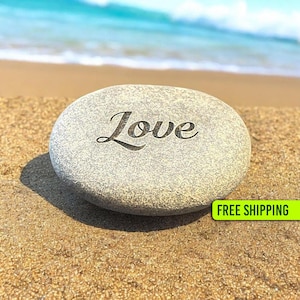 1-5" Custom Stone Engraving Custom Message for Wedding Date Memory Gift Idea, River Rock Garden. | Dark and Light Stones Mix