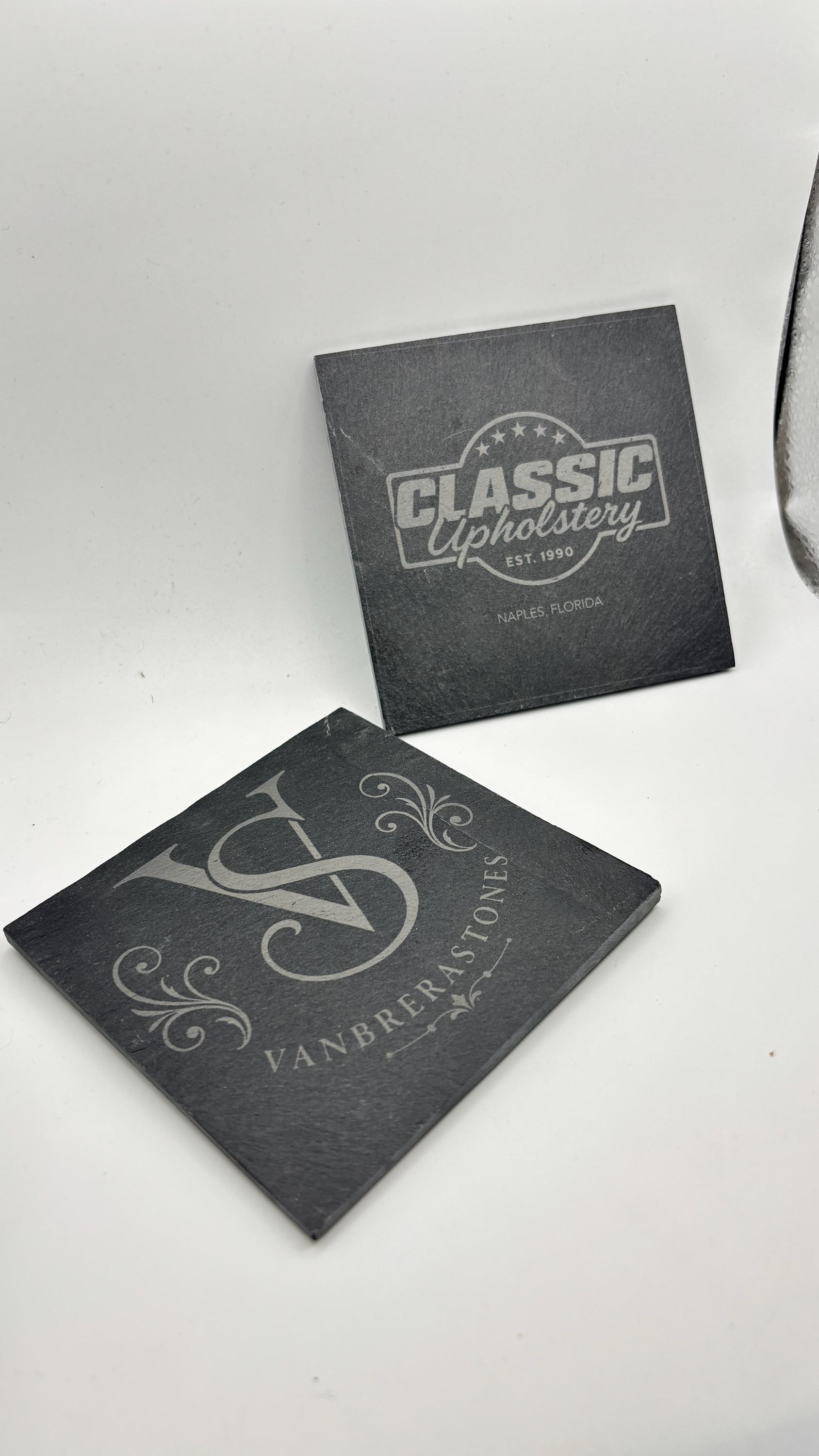 Custom Logo Engraved Slate Coasters