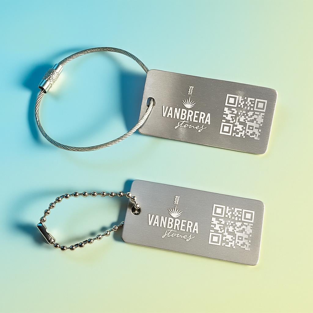 Silver Engraved Metal Keychain with Optional Chain