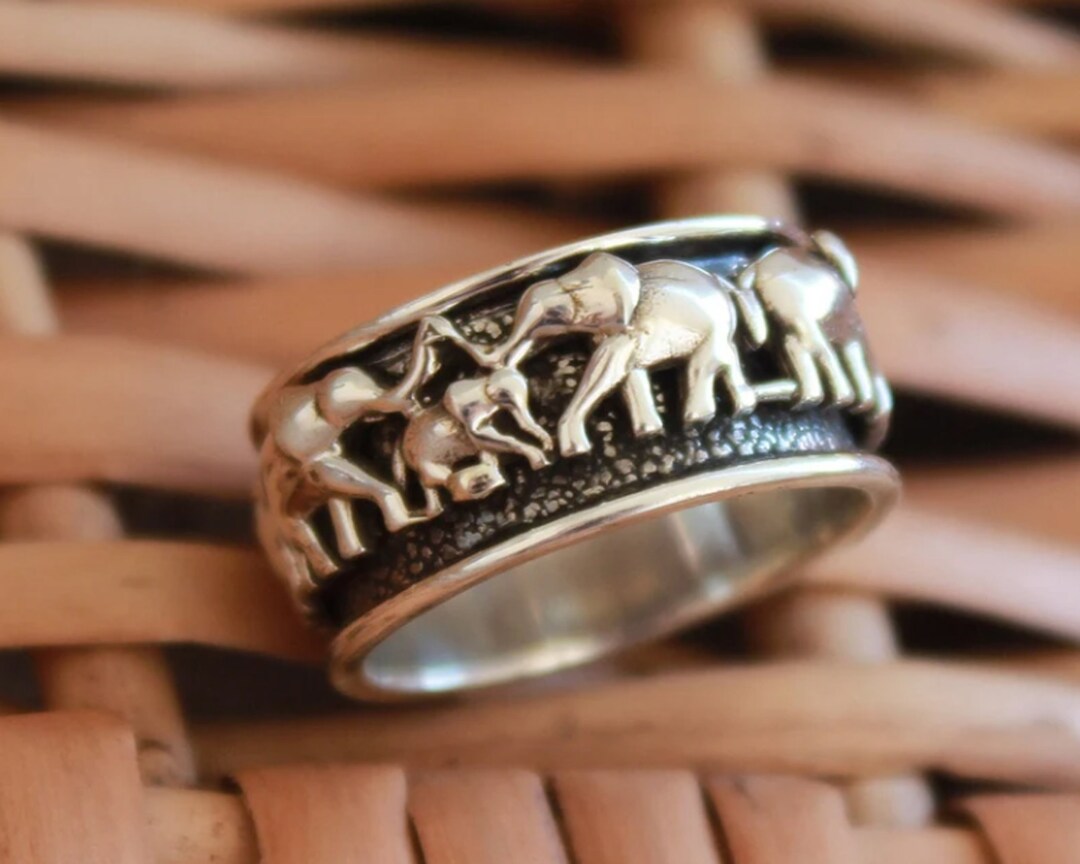 Elephant Spinner Ring 925 Sterling Silver Ring Thumb Ring Etsy