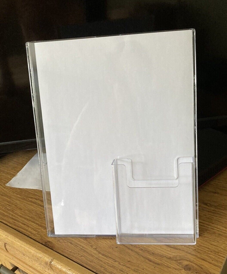 Acrylic Sign Holders 8.5x11 With Pocket for 4x 9 Brochures, Slant Back