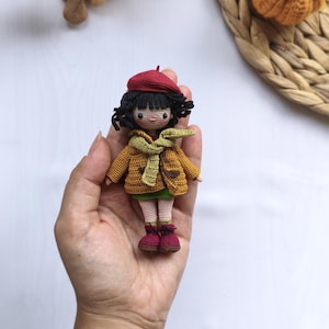 Handmade Amigurumi Autumn Doll Molly – Mini Collectible Crochet Doll (11 cm)