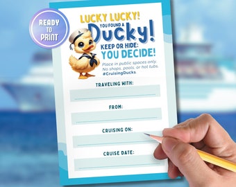 Cruise Duck Tags - You&#39;ve Been Ducked Printable Rubber Duck for Cruise Ship Hiding Game, Gift for Travel & Instant Download Kids Activity