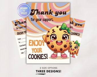 Girl Scout Thank You Tag - Cookie Bestelformulier, Kaart & Ontvangst Afdrukbaar Cookie Leveringsformulier, Girl Scout Cookie Waardering Digitale Download