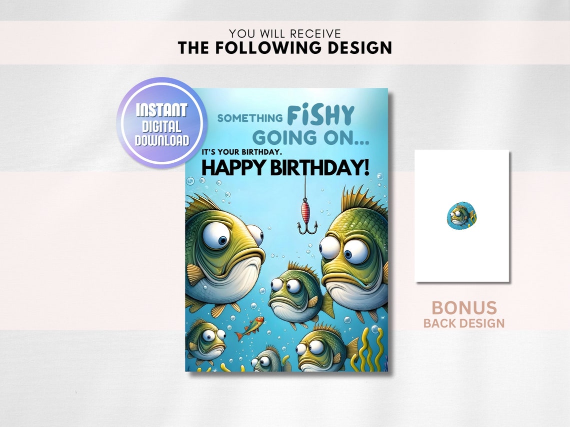 Funny Fishing Birthday Card Digital Download, Humorous Fisherman ...