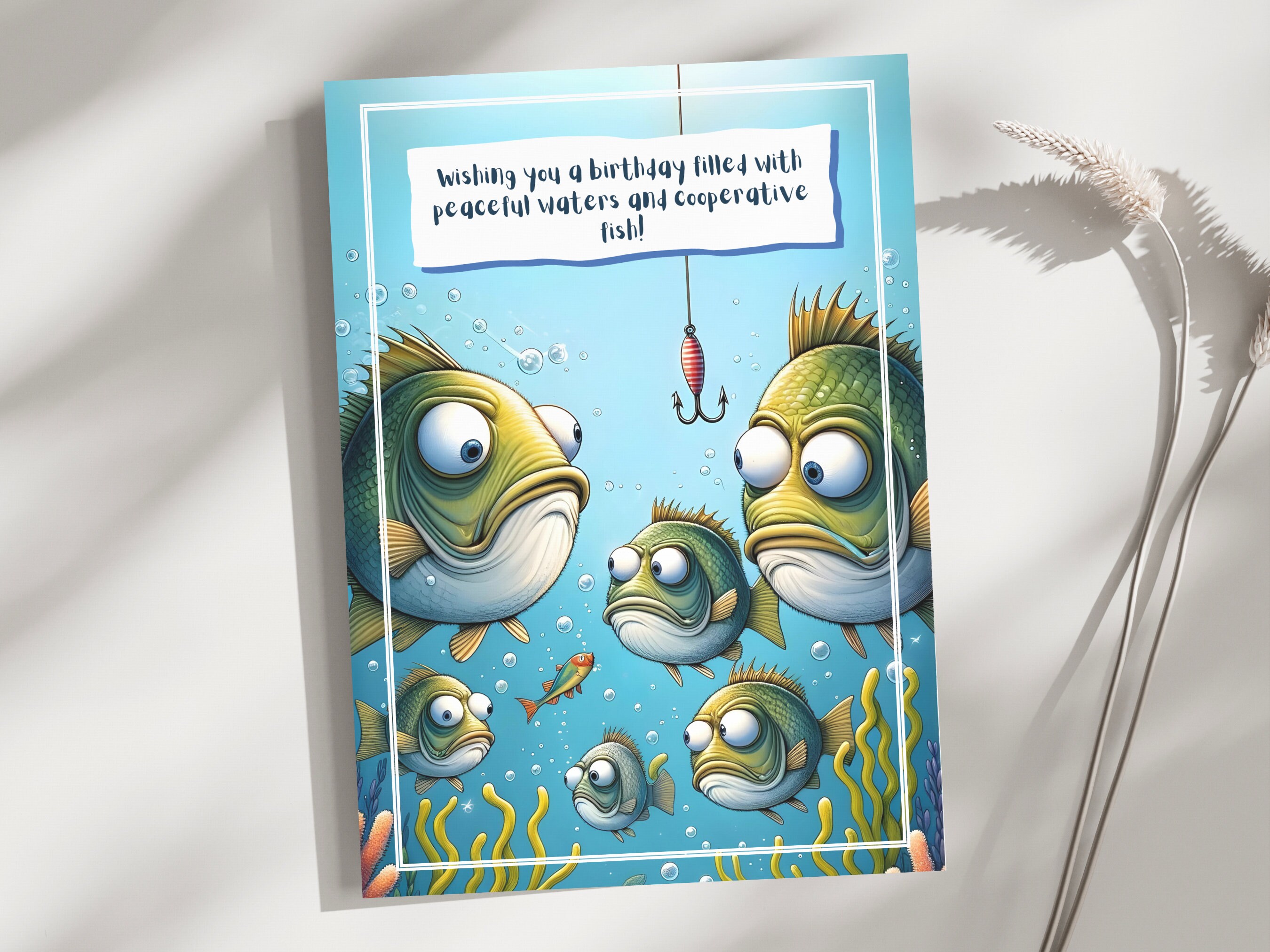 Funny Fishing Birthday Card Digital Download, Humorous Fisherman ...