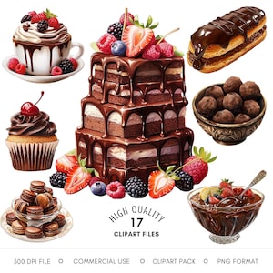 Schokolade Clipart - Dessert PNG, Süßigkeiten & Leckereien, Backen Clip Art von Schokolade, Kuchen, Eis für Menü, Restaurant, Bäcker, Rezeptkarte