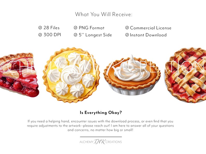 Watercolor Pie Clipart Bundle - Sweet Treats PNG Dessert Apple Pie Clip ...