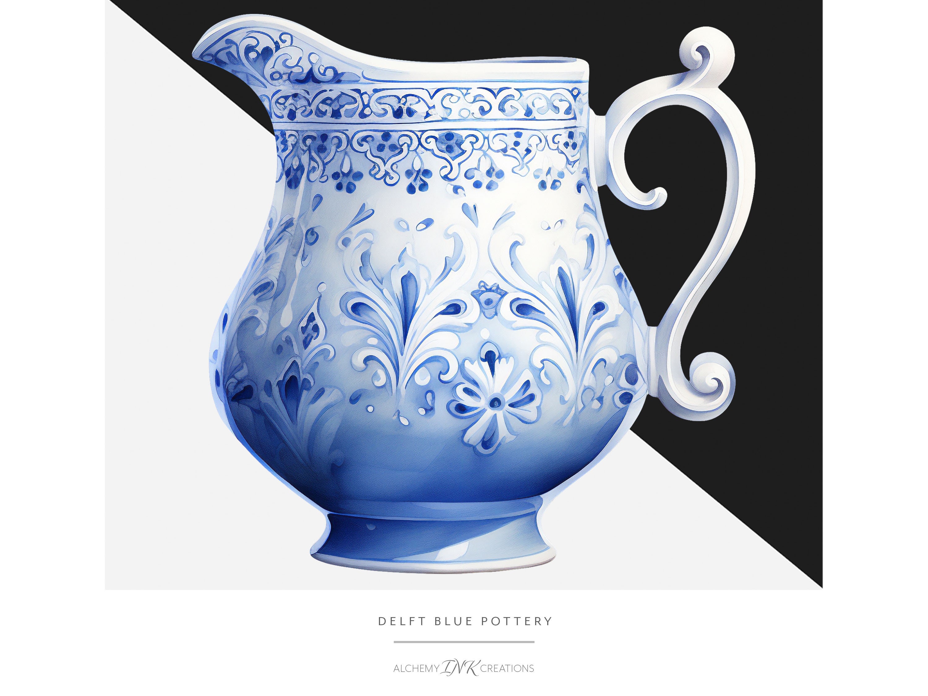 Delft Blue Clipart Vintage Teacup PNG Blue and White Porcelain Pottery ...